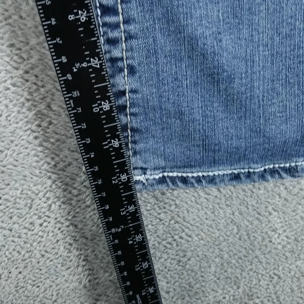 Amethyst Jeans Womens 16 Blue Bootcut Low Rise Distressed Stretch Embroidered - Picture 8 of 10